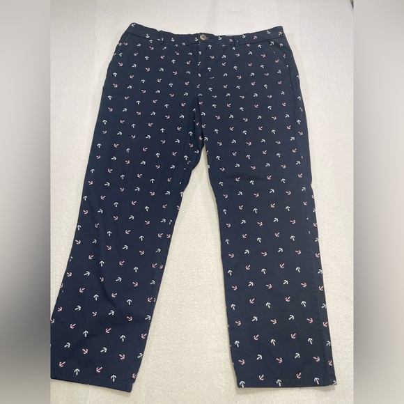 Tommy Hilfiger Pants - Tommy Hilfiger Anchor Print Pants Navy Straight Leg Size 16